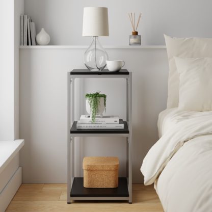 An Image of Modular Silver & Black 3 Shelf Small Shelving Unit MultiColoured