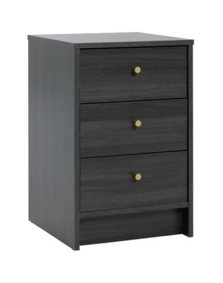 An Image of Argos Home Malibu 3 Drawer Bedside Table - Black Brown