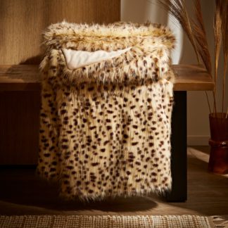 An Image of Cheetah Fur 130x180cm Brown Throw MultiColoured