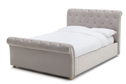 An Image of Argos Home Harrogate Double Ottoman Velvet Bed Frame -Silver