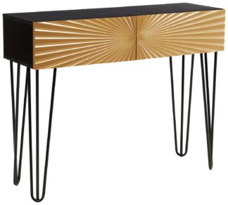 An Image of LLoyd Pascal Radiance 2 Drawer Console Table - Black & Gold