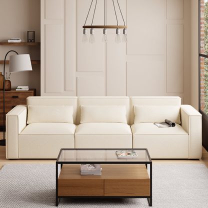 An Image of Modular Arne Tan Faux Leather 3 Seater Sofa Tan
