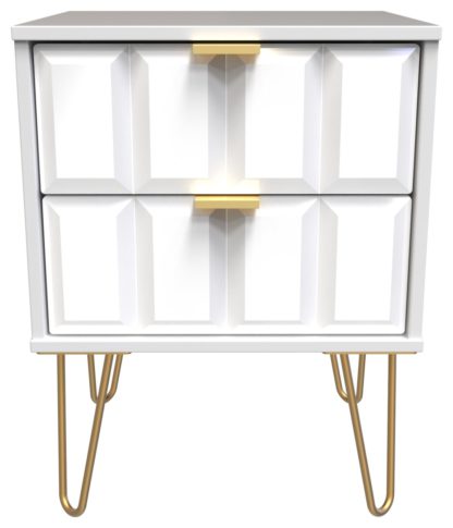 An Image of Calvello 2 Drawer Bedside Table - Off White