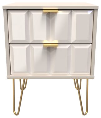 An Image of Calvello 2 Drawer Bedside Table - Off White