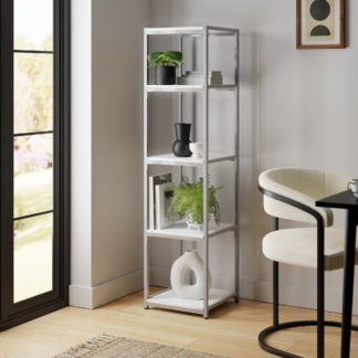 An Image of Modular Silver & White 5 Shelf Tall Shelving Unit MultiColoured