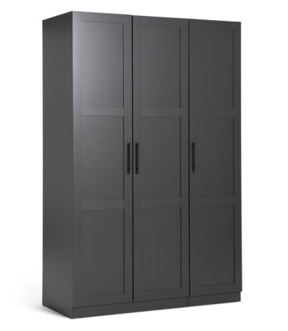 An Image of Habitat Munich Panelled 3 Door Wardrobe - Anthracite