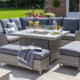 An Image of Wroxham Grey Corner Sofa Set Firepit Corner Grey