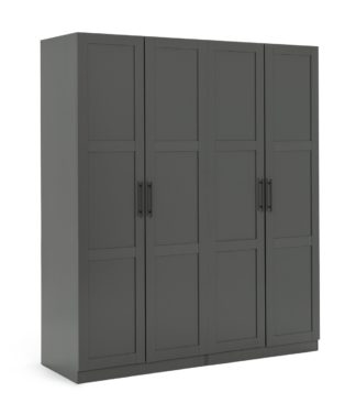 An Image of Habitat Munich Panelled 4 Door Wardrobe - Anthracite