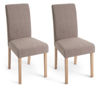 An Image of Habitat Midback Pair of Fabric Dining Chairs - Brown