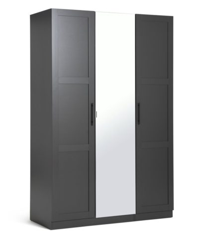 An Image of Habitat Munich Panelled 3 Door Mirror Wardrobe - Anthracite