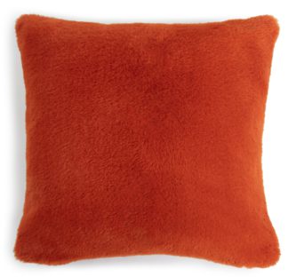 An Image of Habitat Plain Faux Fur Cushion - Burnt Orange - 43X43cm