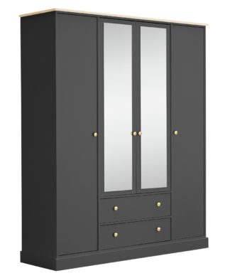 An Image of Argos Home Kensington 4 Door 2 Drawer Wardrobe - Anthracite