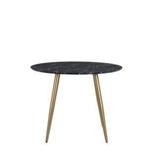 An Image of Kendall Faux Marble Round Dining Table Black