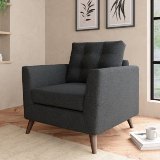 An Image of Lewes Slub Cotton Blend Snuggle Chair Slub Cotton Blend Black