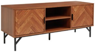 An Image of LLoyd Pascal Dark Chevron 2 Door TV Unit - Brown