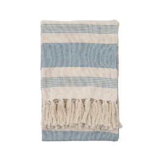 An Image of Simply Organic Stripe Throw Blue