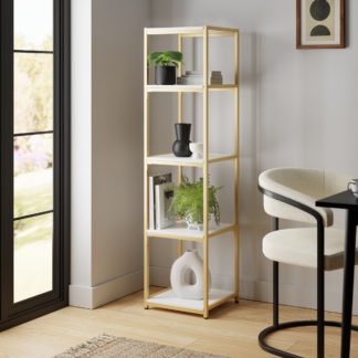 An Image of Modular Gold & White 5 Shelf Tall Shelving Unit MultiColoured