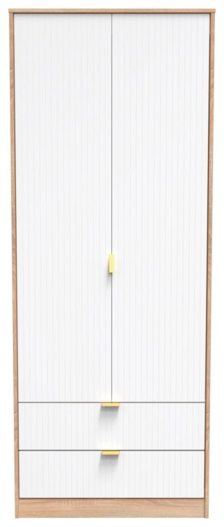 An Image of Galatina 2 Door Wardrobe - White & Oak