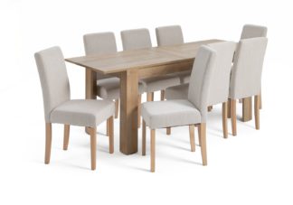 An Image of Habitat Miami Wood Effect Dining Table & 8 Cream Chairs