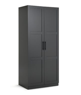 An Image of Habitat Munich Panelled 2 Door Wardrobe - Anthracite