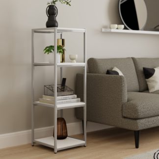 An Image of Modular Silver & White 4 Shelf Shelving Unit MultiColoured