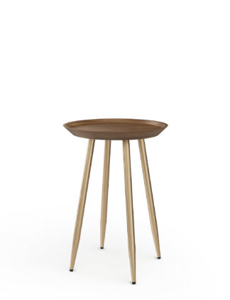 An Image of M&S Round Mango Wood and Brass Side Table