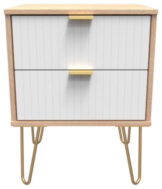 An Image of Galatina 2 Drawer Bedside Table - White & Oak