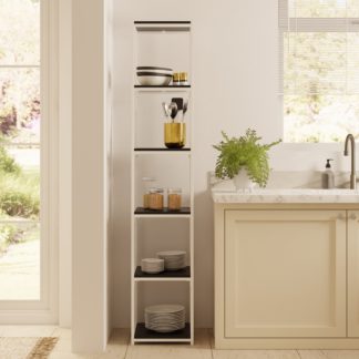 An Image of Modular White & Black 6 Shelf Tall Shelving Unit Black and white