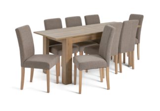 An Image of Habitat Miami Wood Effect Dining Table & 8 Brown Chairs