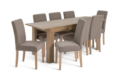 An Image of Habitat Miami Wood Effect Dining Table & 8 Brown Chairs