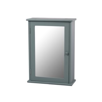 An Image of Classic Grey Mirrored Single Door Bathroom Cabinet