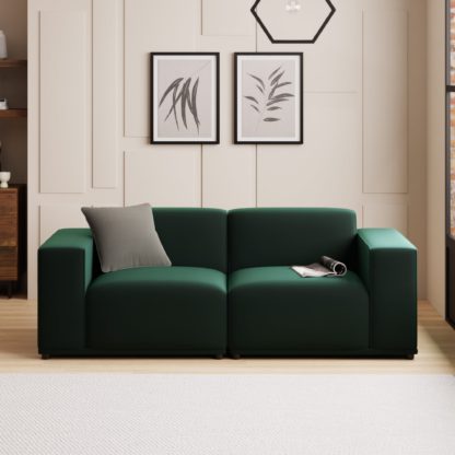 An Image of Modular Cruz Grey Velvet 2 Seater Sofa Steeple Grey
