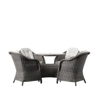 An Image of Granville Grey 4 Seater Round Dining Set Grey