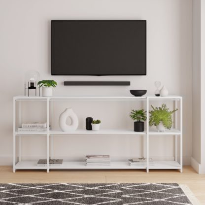 An Image of Modular White 3 Shelf Wide Shelving Unit White