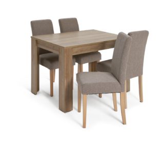 An Image of Habitat Miami Wood Effect Dining Table & 4 Brown Chairs