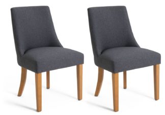 An Image of Habitat Alec Pair of Fabric Dining Chair - Charcoal