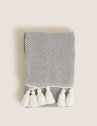 An Image of M&S Knitted Tassel Throw