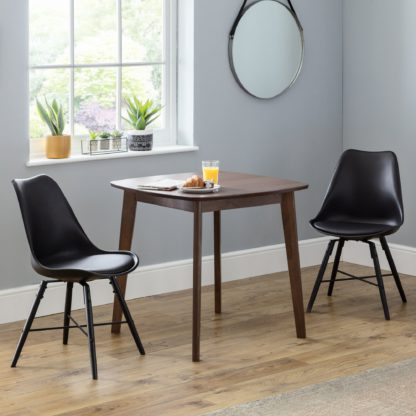 An Image of Lennox Square Dining Table with 2 Kari Black Chairs Walnut (Brown)