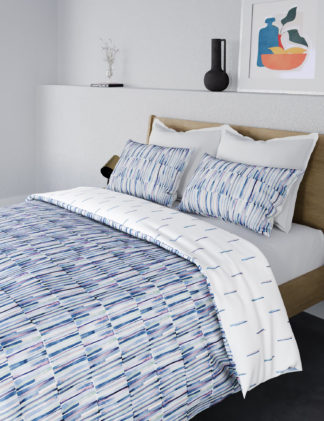 An Image of M&S Pure Cotton Watercolour Stripe Bedding Set