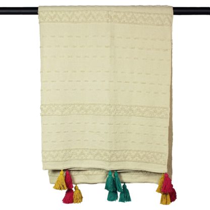 An Image of House Beautiful Cotton Tassel Throw - Cream - 140x180cm