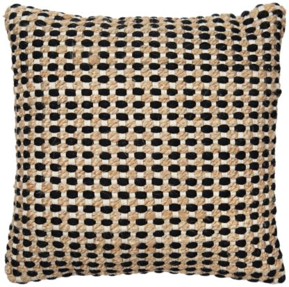 An Image of Habitat Jute Mono Check Cushion - Natural - 43X43cm