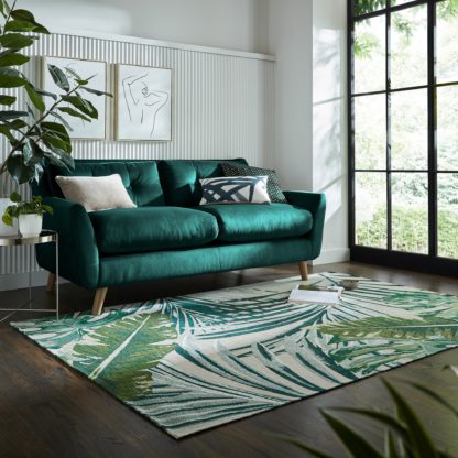 06c931a8bba4066c8c9ccaf90c5ee05a0d86f3e91dce5d40b41d628432522f57.jpg An Image of Jungle Palm Chenille Rug Jungle Palm Cream