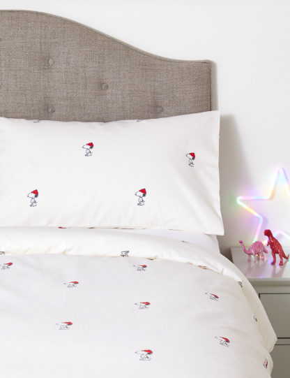 An Image of M&S Pure Brushed Cotton Snoopy™ Bedding Set