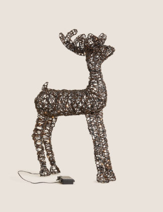An Image of M&S Light Up Wicker Reindeer Outdoor Decoration