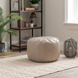 An Image of Moroccan Stitched Pebble Pouffe Cream