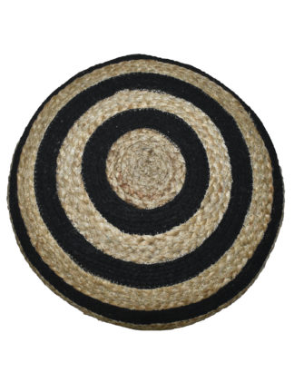An Image of Asiatic Black and Jute Stripe Pouffe