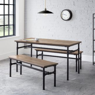 An Image of Carnegie Rectangular Dining Table with 2 Dining Benches Mocha