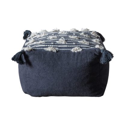 An Image of Bingo Black and Cream Pouffe Black