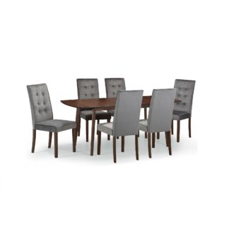 An Image of Kensington Extendable Dining Table with 6 Madrid Chairs Walnut (Brown)