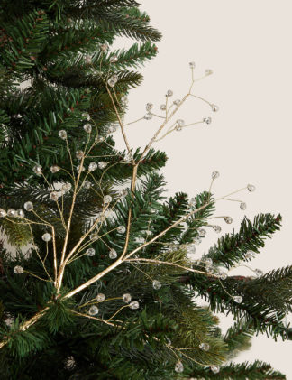 An Image of M&S 2 Pack Gold Jewelled Leaf Tree Decorations